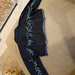 Fringe Detail Denim Jacket large